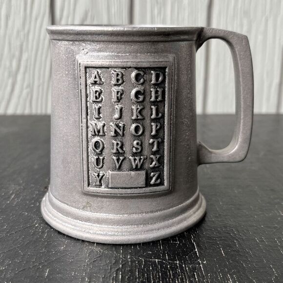 Vintage Pewter Wilton Armetale Alphabet Tankard Mug USA Decor Kids - Picture 2 of 10